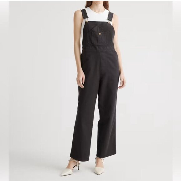 Quince Pants - Madewell Straight Leg Cotton Stretch Overalls Black  NWT #5